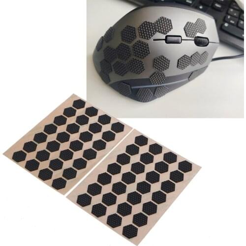 56Pcs/pack DIY Mouse Anti-Slip Grip Tape Sweat Resistant Tape Pads Mouse Side Moisture Wicking Stickers Side Grips Black