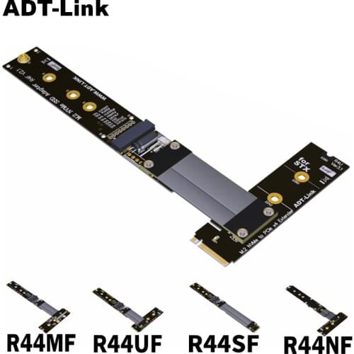 ADT-Link M.2 NVMe SSD Extension Cable extender PCIe3.0 x4 full speed NVMe M-Key STX Extender Turning 90 degrees Right Angled