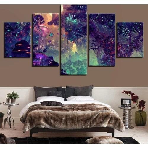 5 Panel 5D Diy diamond painting full square round diamond embroidery Colorful Glowing Forest Fantasy rhinestone Of Picture A1887