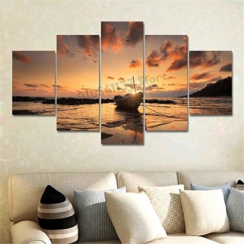 5d diy diamond painting Natural scenery, sunset sea boat diamond painting cross stitch embroidery diamond round/square GG4971