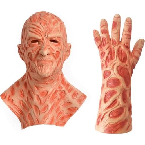 Anime New Jason Freddy Halloween Mask Headgear Gloves Horror Latex Ghost Masks Cosplay Props Adult