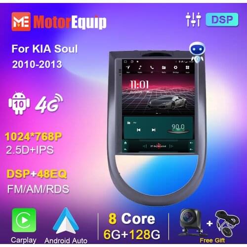 Car Radio Stereo Video For KIA Soul 2010 2011 2012 2013 Android 10 Tesla Style DSP 48 EQ Audio IPS Screen 6GB+128GB no 2din dvd