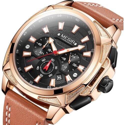 Fashion Casual Sport Watches for Men Waterproof Leather Military Watch Wristwatch Man Clock Fashion Chronograph Wristwatches