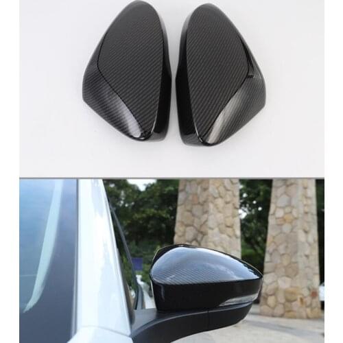 For VW T-Roc 2018 Rearview Mirror Cover Styling Chrome Carbon Fiber T Roc Rear View Mirror Protector Auto Accessories