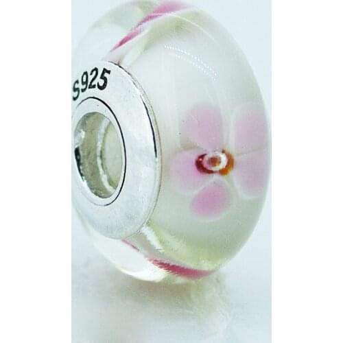 CKK 925 Sterling Silver Thread Teal Faceted Murano Glass Beads Fits For Bracelets Original DIY Making Charms