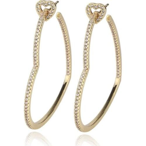 5Pairs/lot Hot Earrings Micro Paved Large Heart-shaped Earrings Nightclub Sexy Earrings For Valentines Day gift