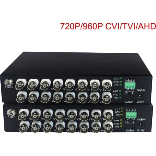 HD Video Fiber Optical Media Converters (Transmitter and Receiver) with Data for HD CCTV 960p 720p CVI TVI AHD HD Cameras