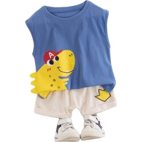 New Summer Baby Boys Girls Cartoon Clothes Children Cotton Vest Shorts 2Pcs/sets Toddler Casual Clothing Kids Cotton Sportswear