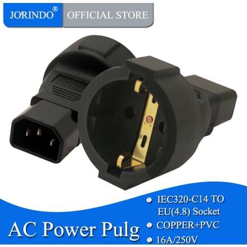 JORINDO IEC320 C14 TO EU, Adaptador De Tomada de Poder IEC 320 C14 a UE Europeu,DA UE AC plug power converter UPS PDU Cabo