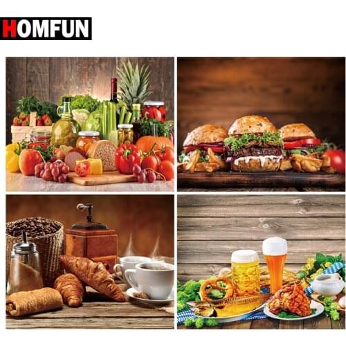 HOMFUN Paint With Diamond Embroidery "Food vegetable burger" Diamond Painting Full Square Round Picture Of Rhinestone Decor