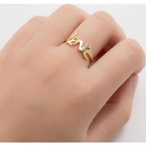 Hot Letter Love Rings for Women Girls Couple Valentines Day Gift Fashion Stainless Steel Jewelry Accessories
