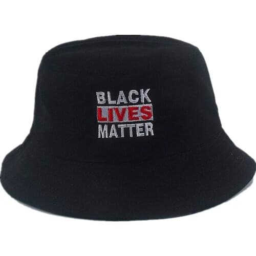 LDSLYJR Cotton black lives matter embroidery Bucket Hat Fisherman Hat outdoor travel hat Sun Cap Hats for Men and Women 204