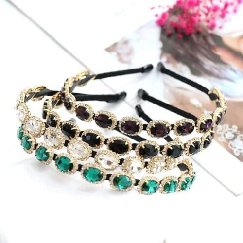 Fashion Luxurious Shiny Rhinestone Headband Hair Hoop Ladies Crystal Rhinestone Pearl for Woman Girl Hair Accessories Headwear