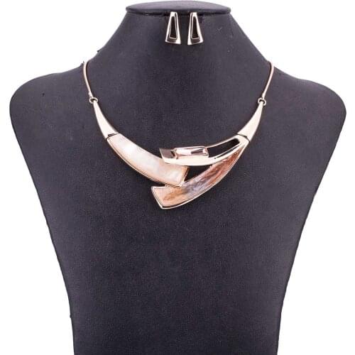 MS1505039 High Quality Jewelry Sets Lead&Nickle Free Choker Necklace Rosegold Plated Womans Necklace Earring Set