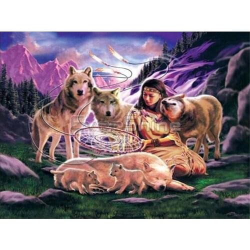 Wolf Animal DIY Cross Stitch Embroidery 11CT Kits Craft Needlework Set Cotton Thread Printed Canvas Home Decoration Design