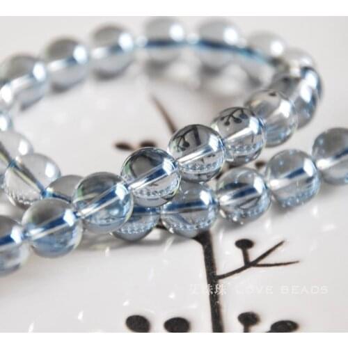 Natural blue aqua aura crystal quartz 6-10mm round loose beads jewelry making DIY for women