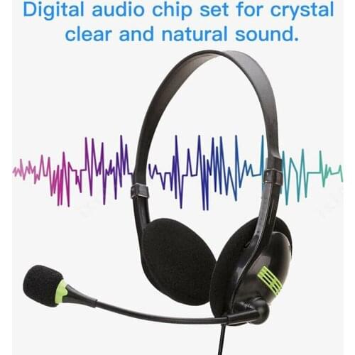 Newest USB 2.0 Computer Headset Adjustable Volume Sound Wired Earphone Black Headphone Stereo with Microphone