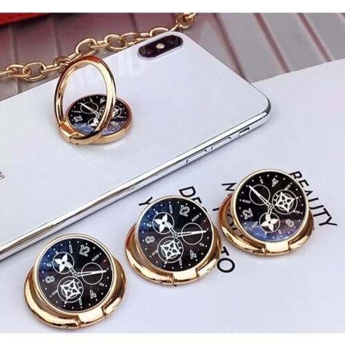 New metal creative clock design finger ring mobile phone bracket oppo Huawei vivo one plus mobile phone universal