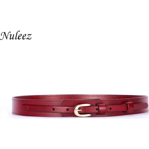 Nuleez Genuine Cowhide Leather Strap Women Waist Sealing Four Seasons For Dress and Coat Famous Stars Favorite Gift for Ladies