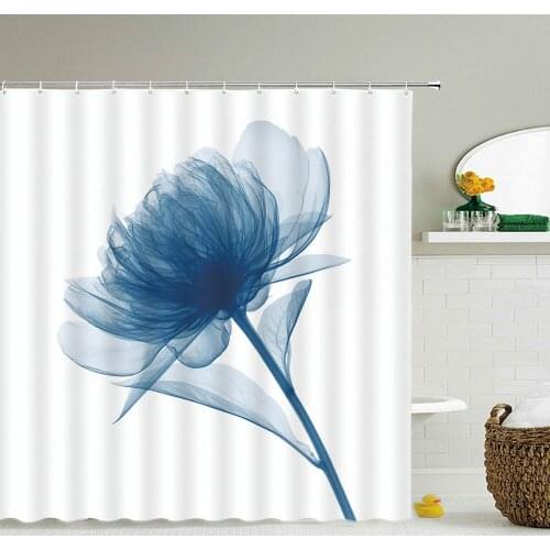 Dandelion Red Rose Plant Pattern Printing Shower Curtain Bathroom Curtain Cloth Waterproof Polyester Bathroom Curtain with Hook
