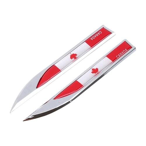 Pair Metal Canada Flag Car Fender Knife Emblem Skirts Badge Decals Sticker