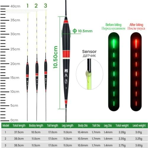DNDYUJU 1Pcs Smart Fishing Float Bite Alarm Fish Bait LED Light Color Change Automatic Night Electronic Changing Without Battery