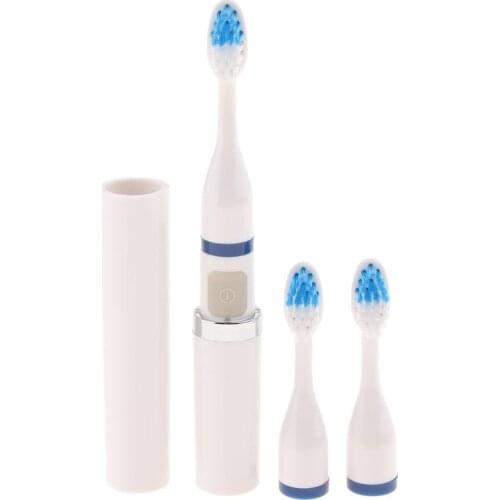 Adult Kids Portable Oral Care Electric Toothbrush for Teeth Cleaning + 2 Replacement Brush Head Sonic Travel Toothbrush