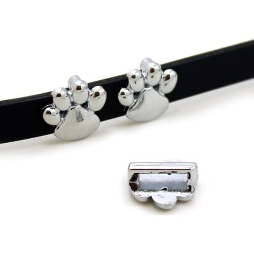 20pcs/lot Internal Dia 8mm Slide Charm Paw DIY Accessories fit 8mm wide belt pet collar