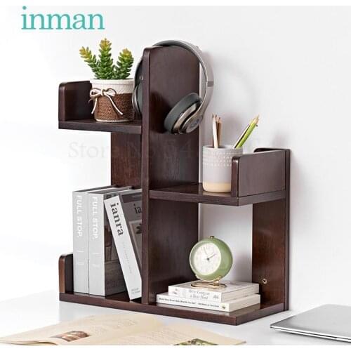 Solid Wood Racks Nordic Simple Storage Rack Table Shelf Oak Desktop Simple Small Bookshelf