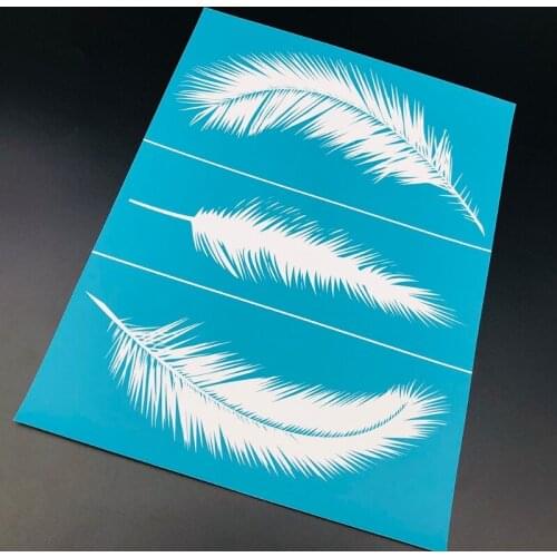 Feather Self Adhesive Silk Screen Printing Stencil Mesh Transfers for DIY T-Shirt Pillow Textile Painting Decoration H55A
