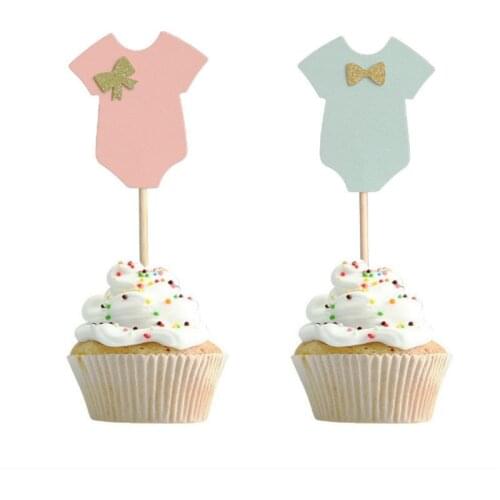 10Pcs Baby Shower Decorations Cake Topper Its A Boy Girl Clothes Cupcake Birthday Party Decoration Kids DIY Baking Accessories