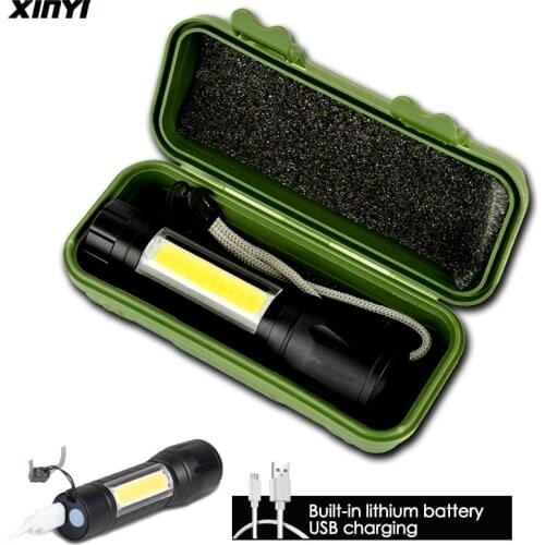 Built in battery XP-G Q5 Zoom Focus Mini led Flashlight Torch Lamp Lantern 2000Lumen Adjustable Penlight Waterproof T6 led light