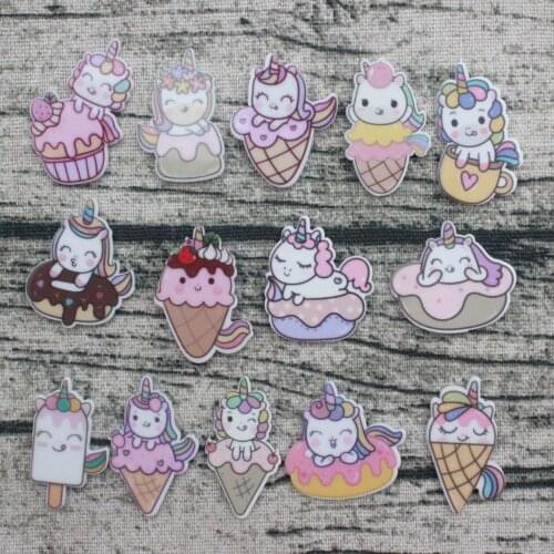 10pcs/lot kawaii flatback planar resin unicorn shaped simulation foods icecream cake planar resin cabochons accessories
