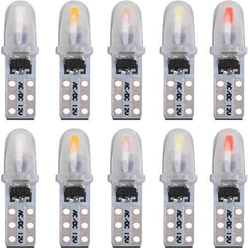 10Pcs T5 Led Bulb W3W W1.2W Led Canbus Car Interior Lights Dashboard Warming Indicator Wedge Auto Instrument Lamp 12V 3014 2SMD
