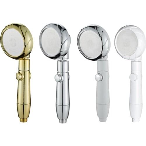 3 Shower Modes Pressurized Shower Head Handheld Shower One-key Water Stop Stainless Steel Panel Bathroom Accessories