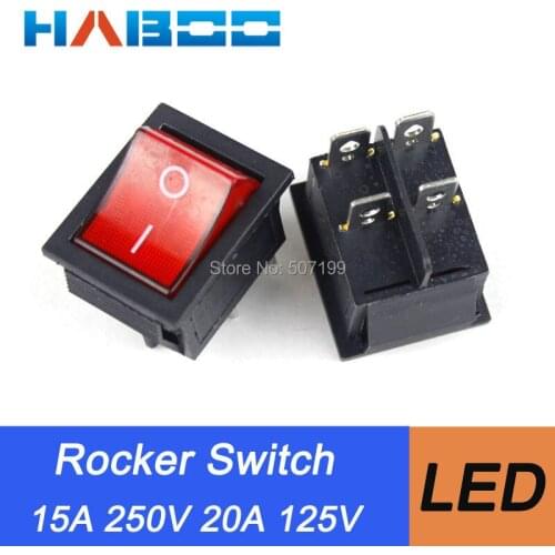 50pcs/lot kcd2 home appliance 4pins 2positions boat led switch 6a250v rocker switch illuminated mini SPST electrical boat switch