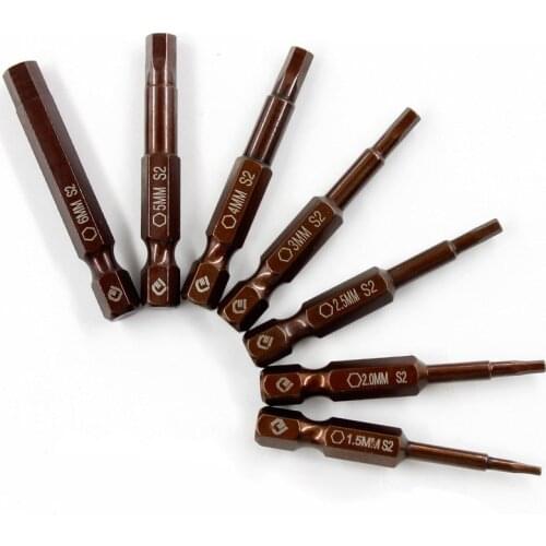 7pcs 1/4" 1.5-6mm Hex Screwdriver Bits 50mm Electric Drill Hexagonal Screw Driver Bit Set CR-V Magnetic Power Driver Drill Tools