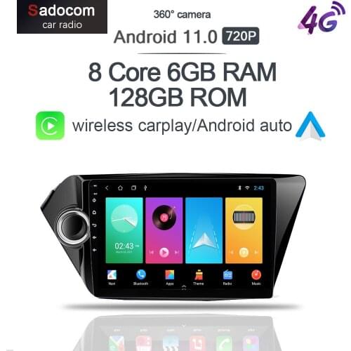 360 Panoramic Camera Carplay 6GB+128GB Android 10.0 Car DVD Player GPS WIFI Bluetooth RDS Radio For KIA K2 RIO 3 2011-2014 2015