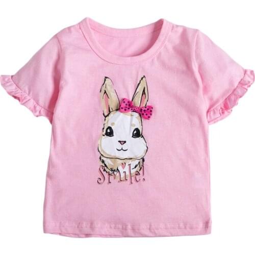 Bambino New Year 2021Tshirt for Girls Rabbit Summer Children Tops 2-7Years Little Kids Clothing Baby Costume Pure Cotton Shirt