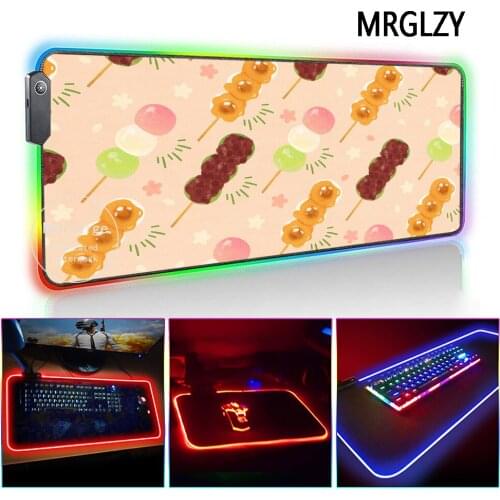 MRGLZY 40*90CM LED Light RGB XL Large Mouse Pad Genshin Impact Kawaii Food DeskMat PC Laptop Keyboard Gaming Accessories for LOL