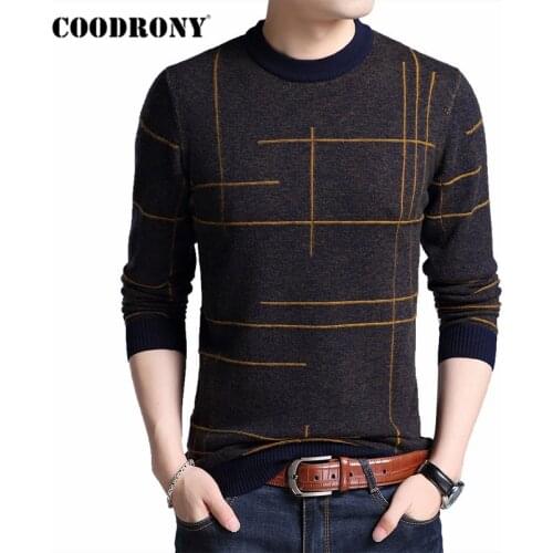 COODRONY Brand Sweater Men Spring Autumn O-Neck Pull Homme Cotton Wool Pullover Men Striped Knitwear Mens Sweaters Shirts C1048