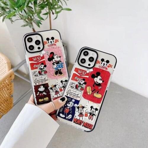 Disney Mickey Mouse Tag Graffiti Phone Case for iPhone 11 11Pro Max iPhone 12 12Pro Max X XS XR 7 8 Plus Minnie Phone Case