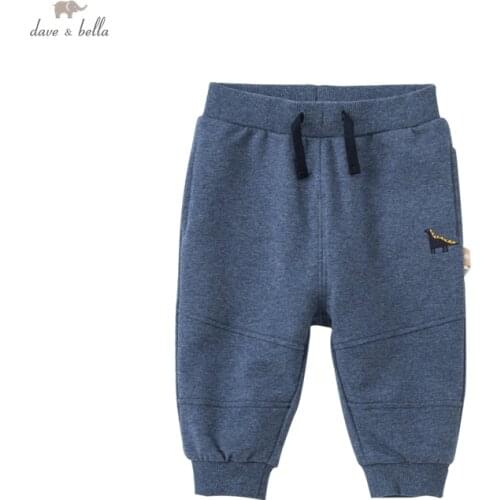 DBA18783-2 dave bella autumn baby boys fashion cartoon pockets pants children full length kids boy pants infant toddler trousers
