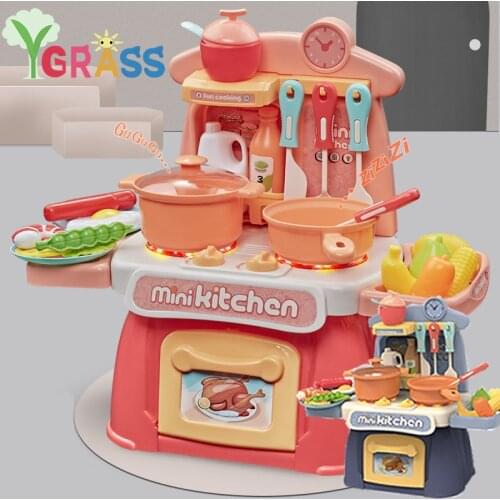 Kids Kitchen Set Fast Food Girls toys Pretend Play Cooking Toy Cutting Fruits And Vegetables Dinette Child Toy Mini Food
