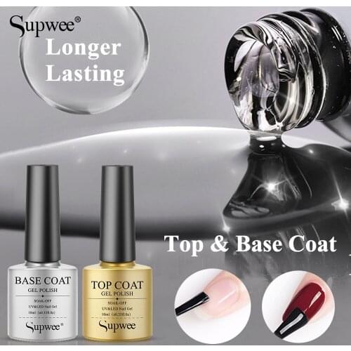 Supwee Top Base Coat Gel Polish 2PCS/lot UV Gel Soak off 10ml Semi Permanent Manicure Gel Varnish Primer Base Coat For Nail Art