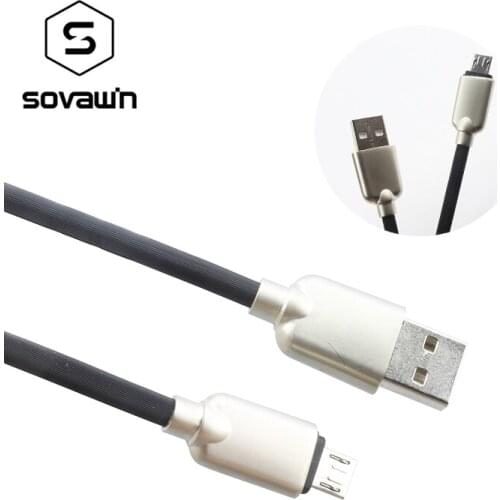 Sovawin Zinc alloy Micro USB Fast Charging Elastic TPE Microusb 1m 2.4A Cable Data Transmission For Xiaomi For Samsung Android