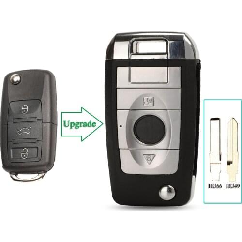 Bilchave 10pcs For Volkswagen VW Golf 7 Jetta Passat Beetle Polo Bora FOB 3BNT Modified Car Key Shell With HU66 HU49 Blade