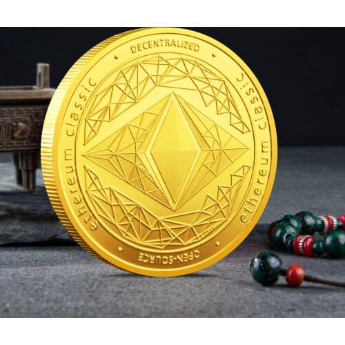 Ethereum Classic Souvenir Coin Physical Cryptocurrency Coin Gold Plated Gift Commemorative Coin Collection Art Decoration Crafts