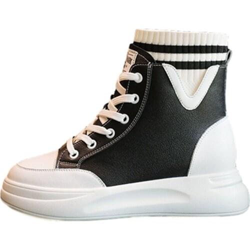 Leather Boots 2020 New Autumn Womens Shoes Platform Boots