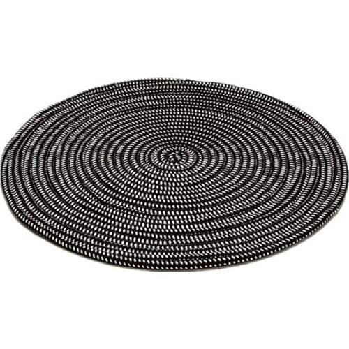 Handmade Round Knit Carpet Woven Rug Black For Living Room Decor Bedroom Bedside Area Rug Sofa Table Chair Mat Nordic Home Decor